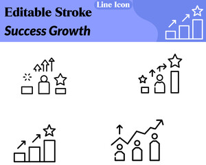 Fototapeta premium Modern flat vector icon showing a rising line graph with an arrow and a small star at the peak. Symbolizing progress achievement and business growth. Ideal for finance business and presentations.