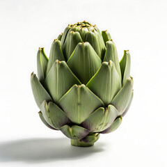 Obraz premium Fresh Green Artichoke on White Background for Healthy Eating and Culinary Use