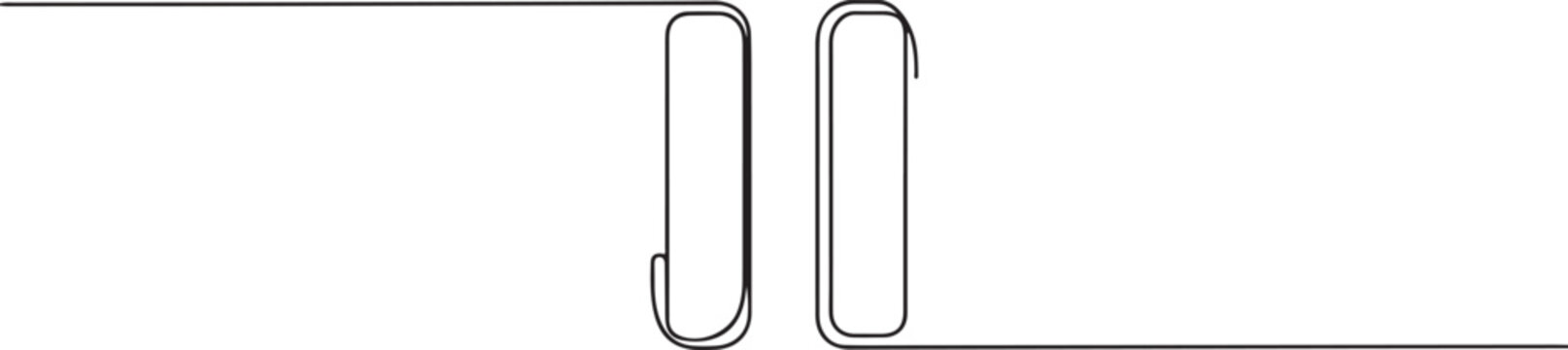 Pause icon in continuous line drawing style. Line art of pause button. Vector illustration. one line Icon drawing