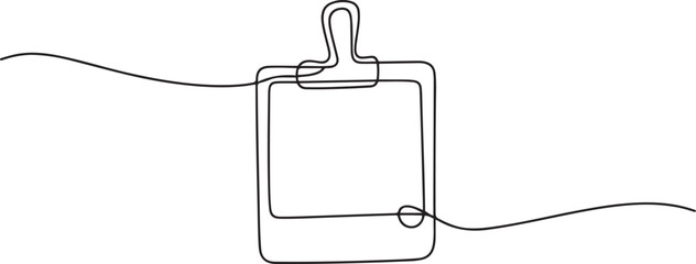 Continuous one line drawing of Photo frame. Single line drawing illustration of Photo frame polaroid. Papper frame with clip concept. one line Icon drawing