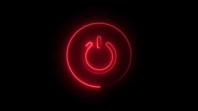 power button icon animation glowing neon start up , shutdown screen turn on off button. .Power Button icon animation..4k video animation.