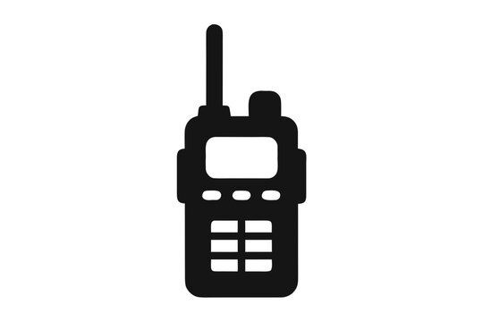 Walkie talkie silhouette vector, Walkie talkie black icon, Walkie talkie black symbol.

