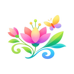 Naklejka premium PNG Colorful floral butterfly illustration