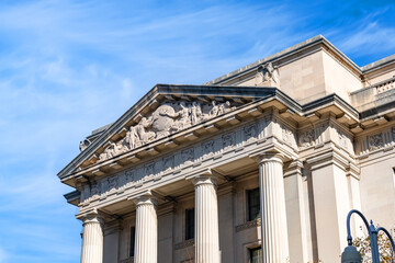 Federal architecture facade in Washington DC under blue sky