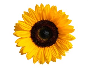 Obraz premium Vibrant Sunflower Blossom on White Background, Close-Up View.