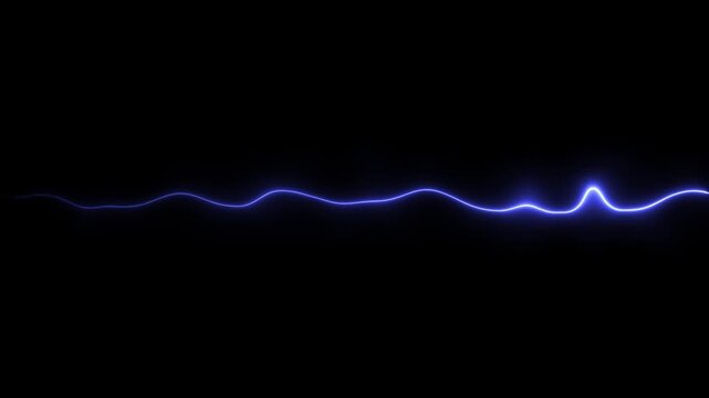 Blue Neon Waveform Against Black Background abstract