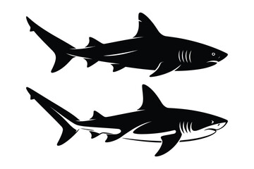 Obraz premium Predator Sharks Silhouette Vector Illustration