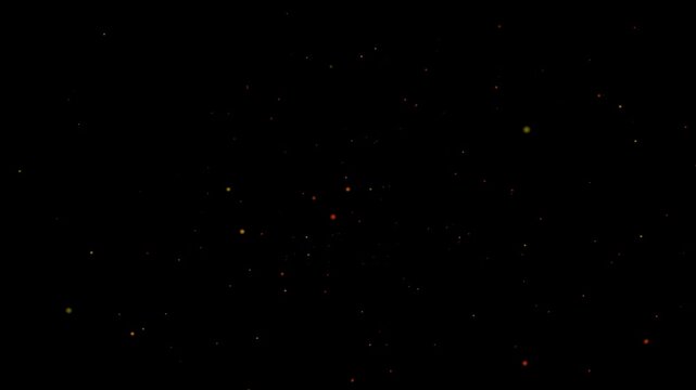 4K Rising  Sparks Fire Particles Embers Fiery Black Background Flicker Flames Bokeh Visual Effects Video Overlay Film Animation Editors Orange Yellow Red Heat Burn Warm Hot Burning Animated Abstract
