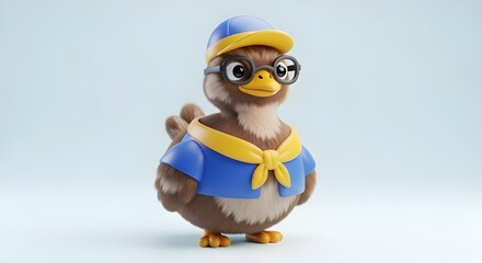 Fototapeta premium Adorable chibi-style 3D bird characters feature modern designs with smooth textures and a vibrant color palette. A unique collection that blends cute aesthetics with charming artistic details.