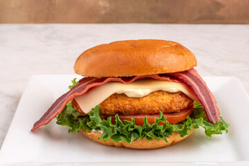 chicken fillet sandwich  with turkey bacon