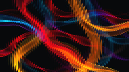 Vibrant multicolored abstract light trails on dark background © Alhussani