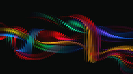 Vibrant multicolored light trails on black background © Alhussani