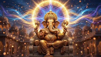 Fototapeta premium Celebrating divinity ganesha festival india religious art festive atmosphere close-up spirituality