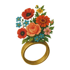 Naklejka premium PNG Floral ring illustration elegance