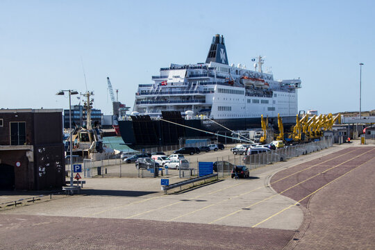 DFDS Ferry Ship at the terminal in Newcastle, UK