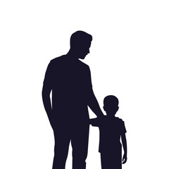 Father and son silhouette illustration flat design vector