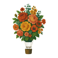Naklejka premium PNG Vibrant floral bouquet illustration.