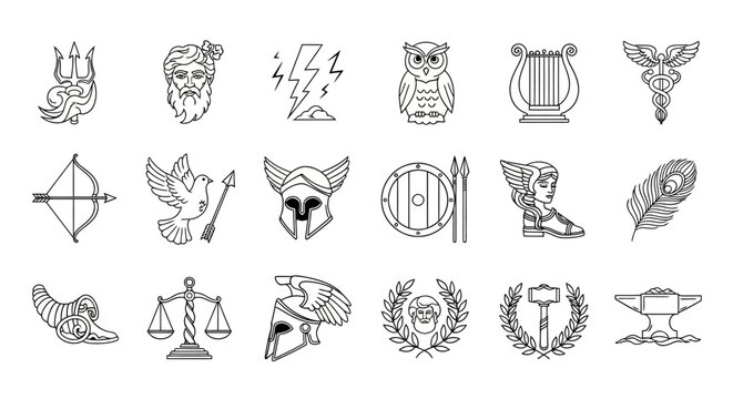 Ancient Greek Mythology Symbols and Icons Collection