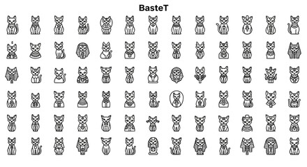 Obraz premium Cat Icon Collection: Diverse Pixel Art Styles and Variations
