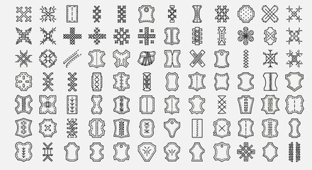 Obraz premium Collection of Leather Swatches and Stitching Styles - Vintage Style Icons