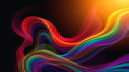 Vibrant rainbow waves glow with dynamic light trails © Alhussani