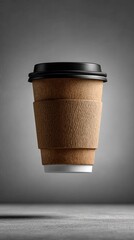 Steaming takeaway coffee cup in warm evening cafe light with bokeh background