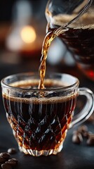 Pour Over Coffee Brewing Process Close-Up , pour over coffee brewing method close-up.