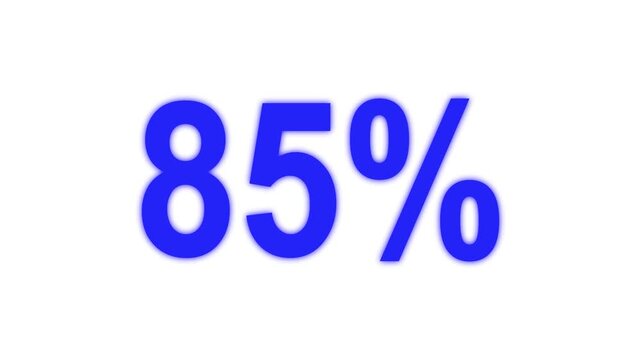 85 percent success rate blue digital number isolated on white background business growth