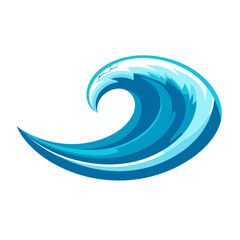 Obraz premium Stylized Blue Ocean Wave Pixel Art on White Background Isolated, Graphic Design, Vector Illustration, Coastal Motif, Marine Theme, Simple and Clean