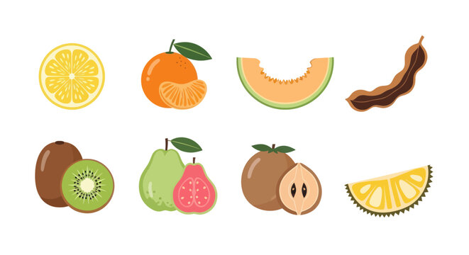 Assorted colorful fruits isolated on white