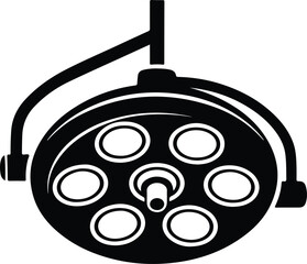 Silhouette medical surgical lamp for hospital operating room procedures vector illustration