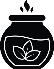 Silhouette of a hot herbal tea jar with steam vector illustration