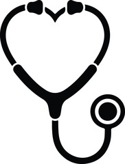 Silhouette of a stethoscope shaped like a heart vector illustration