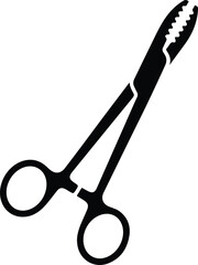 Silhouette of a surgical medical hemostat clamp tool vector illustration