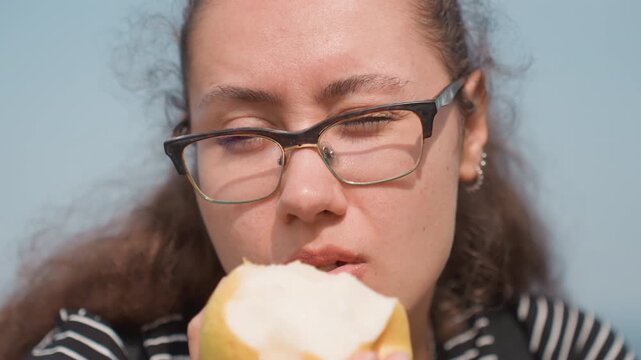 Woman with glasses on beach, contemplative expression shifting across frames scenes portray student sketching, writer daydreaming, traveler admiring ocean, thinker reflecting at skyline warm sunlight