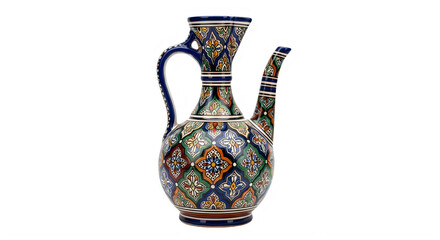 Vibrant ceramic jug with intricate floral patterns and colorful design