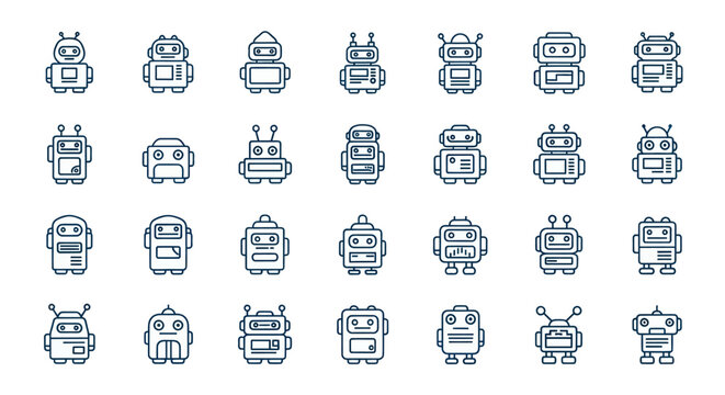 Collection of cartoon robot characters designs