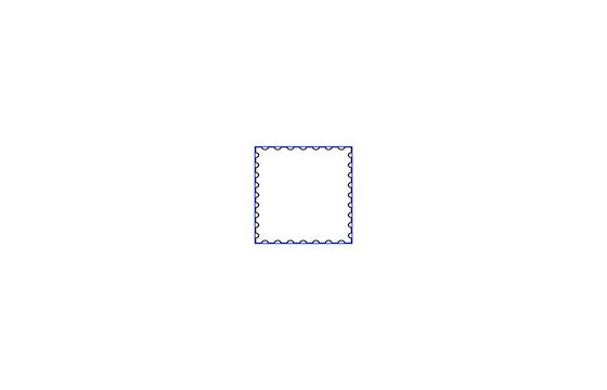 Square Scalloped Frame with Perforated Edge and Blue Border