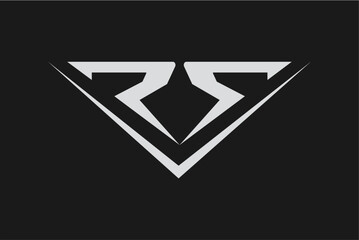 initial letter RVR White Geometric Logo Design on Black Background. © syifa