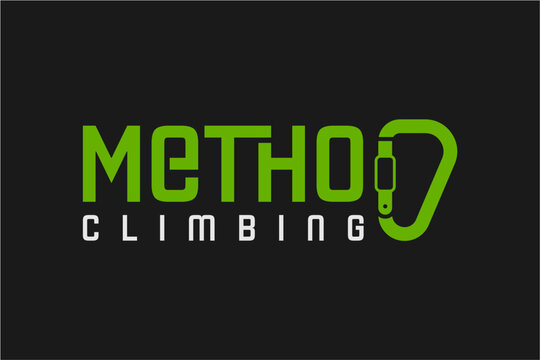 Climbing Logo with Carabiner Graphic Design.