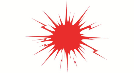 Exploding Red Starburst with Lightning Bolt Accents on White Background