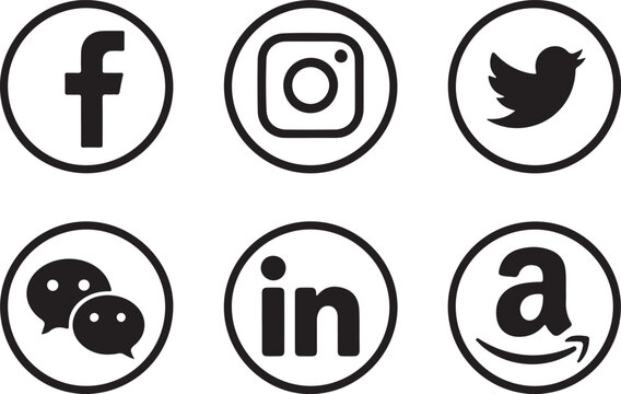 icons facebook instagram twitter wechat linkedin amazon ui button set