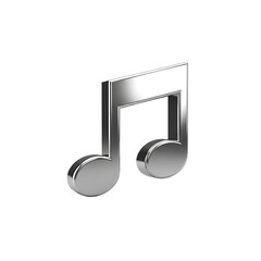 A shiny silver eighth note on transparent background