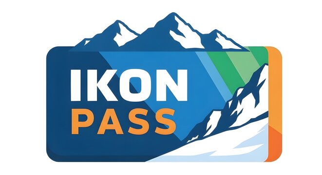 This is the official logo for the Ikon Pass, featuring bold "IKON PASS" text in white and orange