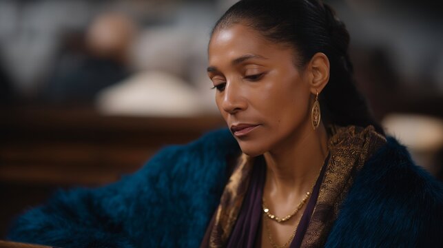 Professional mourner attending funeral ceremony and performing traditional grief expressions in a cultural setting, perfect for cultural tradition career, mourning profession, funeral custom job,