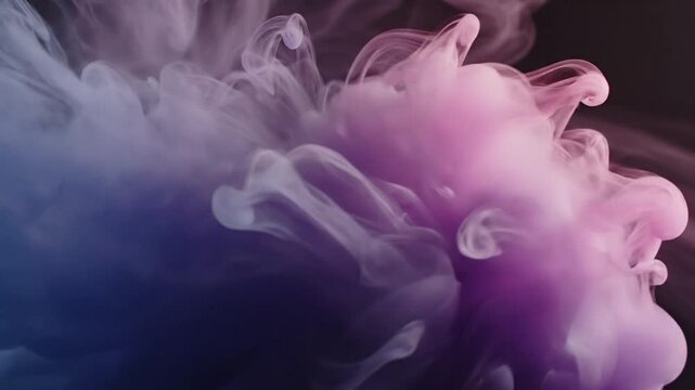 Abstract close-up of swirling purple and blue smoke against a dark background with a smooth, cinematic lighting effect.
