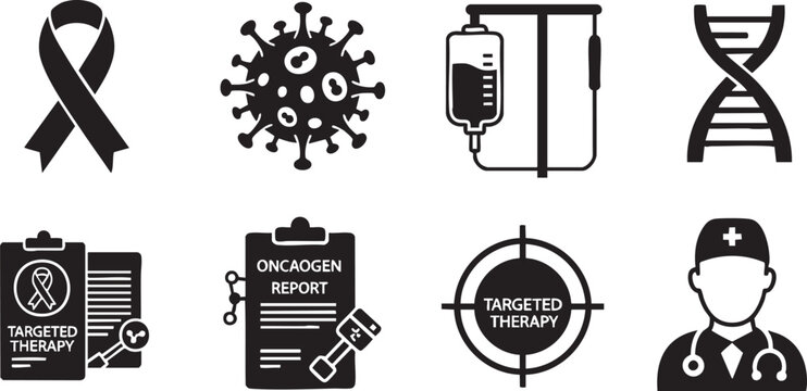 Oncology, Targeted Therapy, and Cancer Treatment Icon Collection