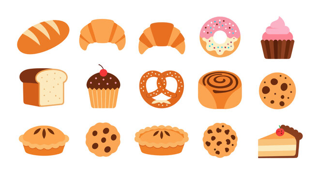 Bakery items illustration vector set