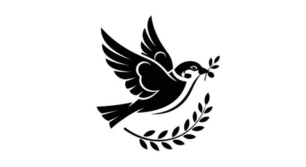 Fototapeta premium Flying dove with olive branch vector