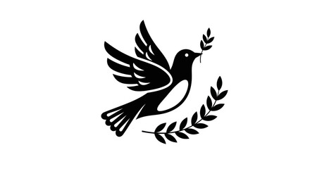 Fototapeta premium Flying dove with olive branch vector